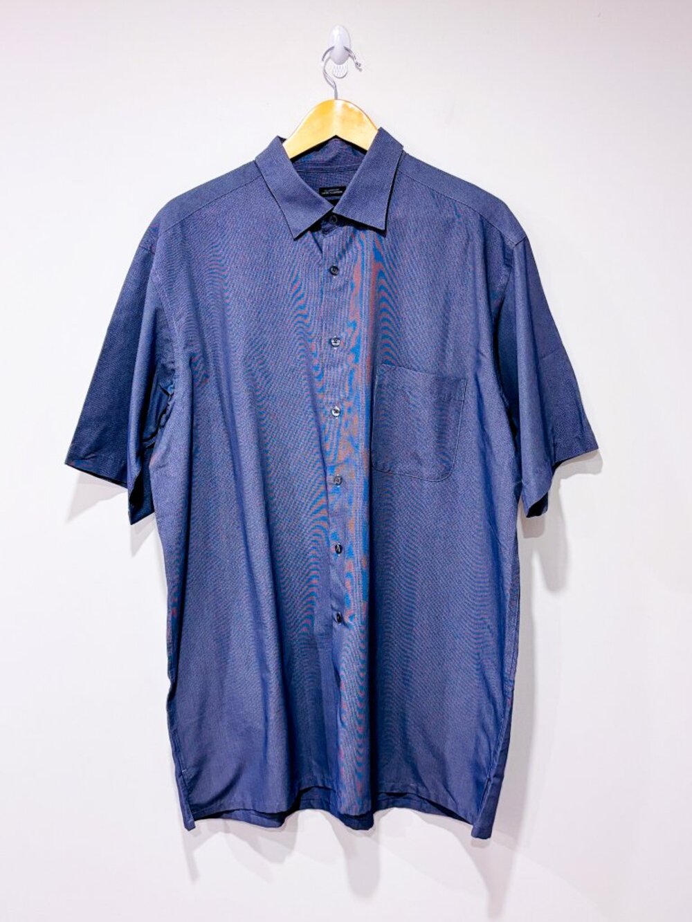 JOSEPH & FEISS | Blue micro-check short-sleeve shirt | Soft modal blend | XL *